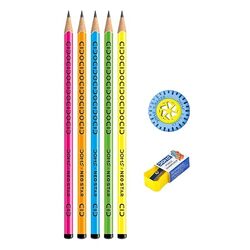 DOMS NEO STAR 10 Graphite Pencils - 1 E-RACER Eraser n 1 Sharpener
